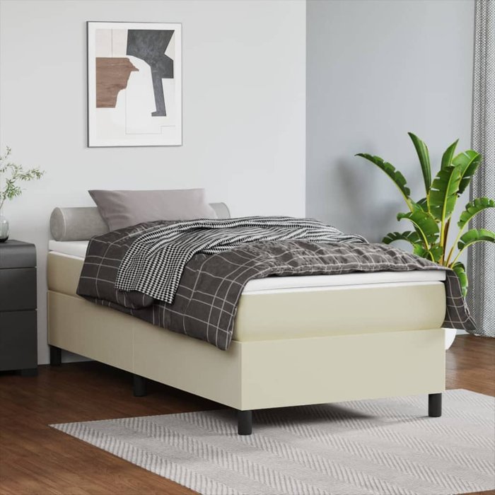 Maison exclusive - estructura de cama con somier cuero sintético crema 90x200 cm