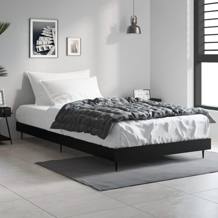 Vidaxl estructura de cama madera de ingeniería negra 90x190 cm