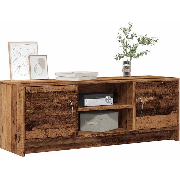 Mueble de tv en madera envejecida, 102x30x37,5 cm, madera de ingeniería