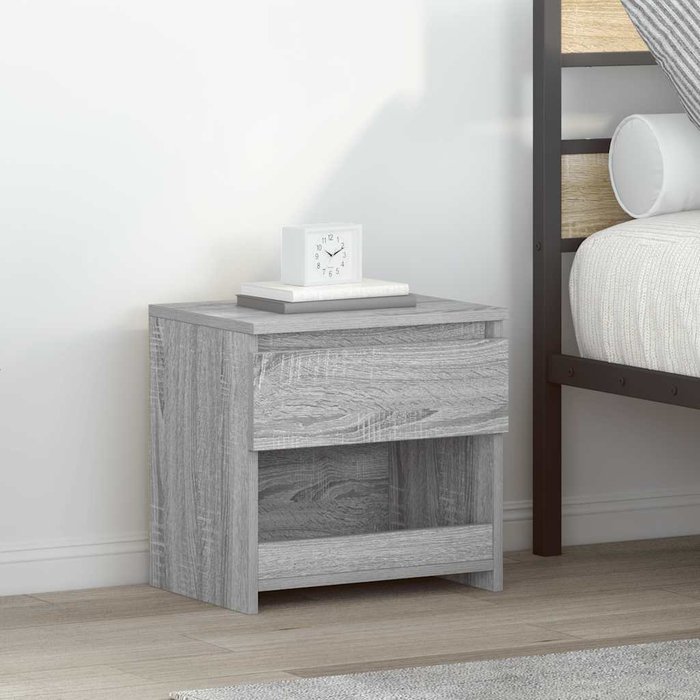 Mesitas noche 2 uds madera contrachapada gris 40x30x39cm
