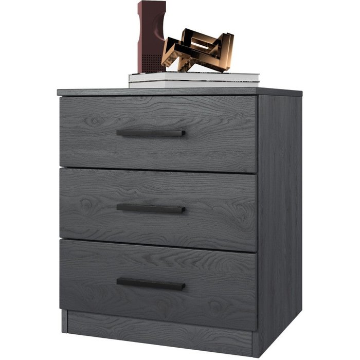 Mesa de noche floyd – 3 cajones – gris efecto madera