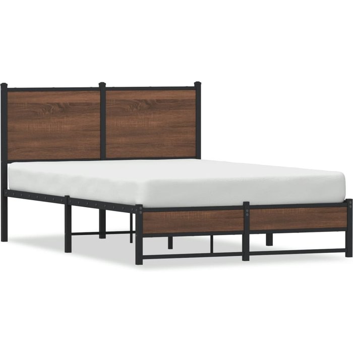 Estructura de cama sin colchón metal marrón roble 120x200 cm vidaxl