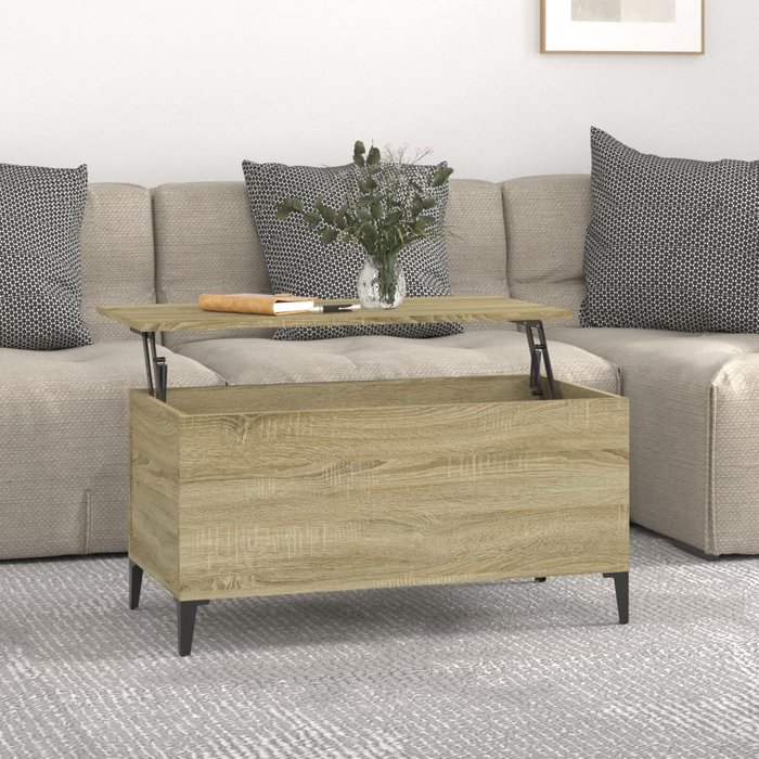 Mesa de centro madera contrachapada roble sonoma 90x44,5x45 cm - comfortxl