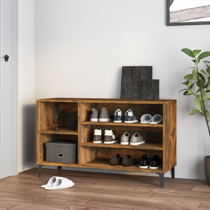 Vidaxl mueble zapatero madera contrachapada roble ahumado 102x36x60 cm