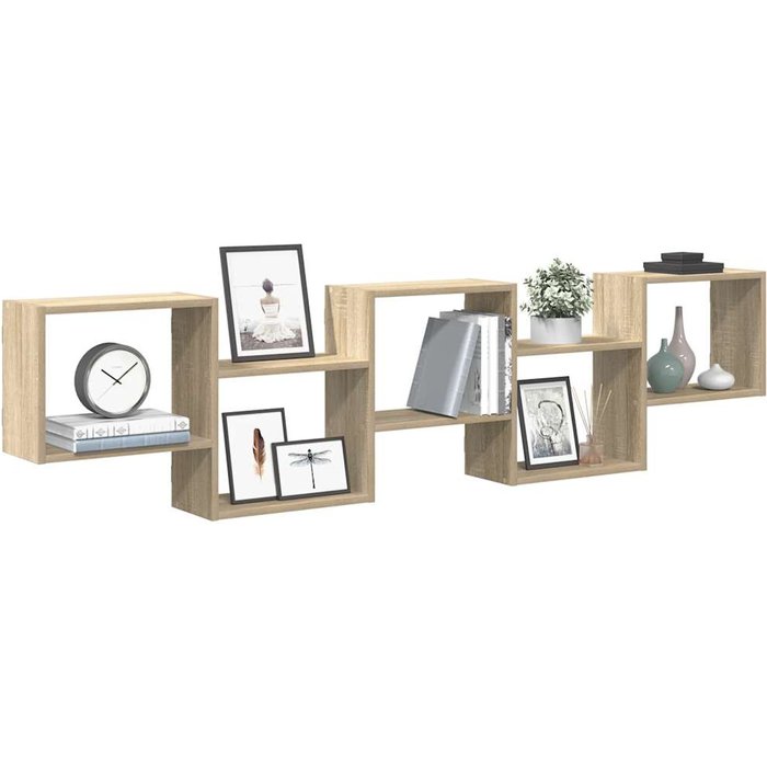 Estante cubo de pared 5 compartimentos roble sonoma