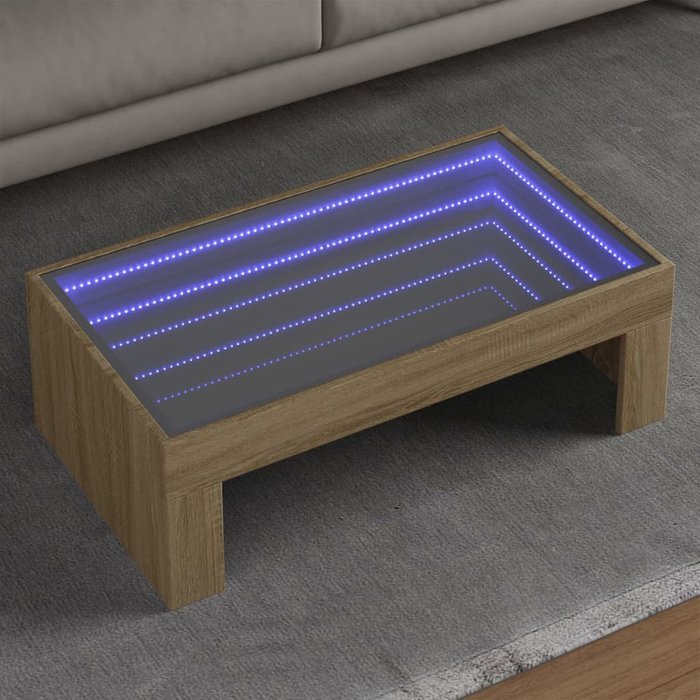 Mesa de centro con infinity led roble sonoma 90x50x30 cm