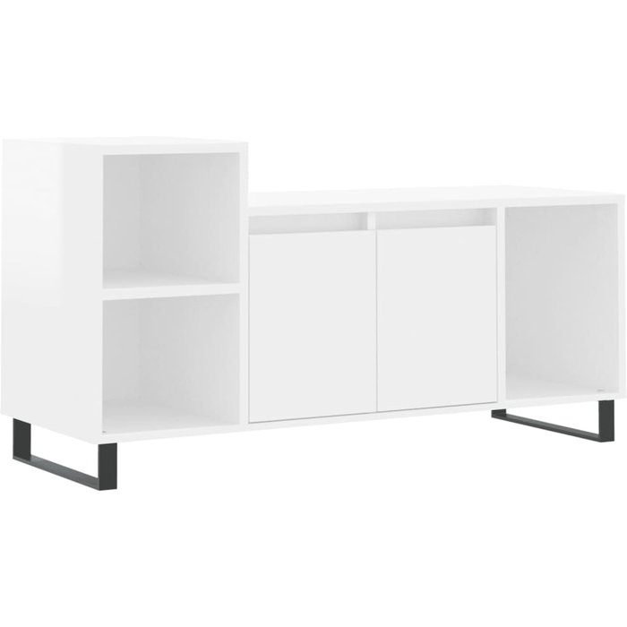 Mueble tv blanco brillo 100x35x55 cm madera contrachapada