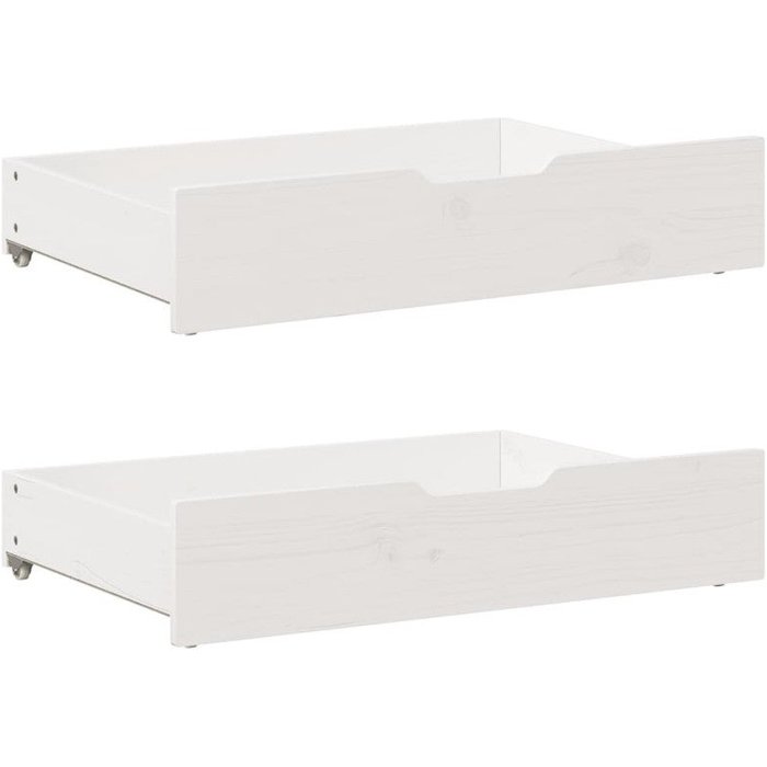 Cajones debajo de la cama 2 uds blanco 80x55x16 cm madera maciza de pino