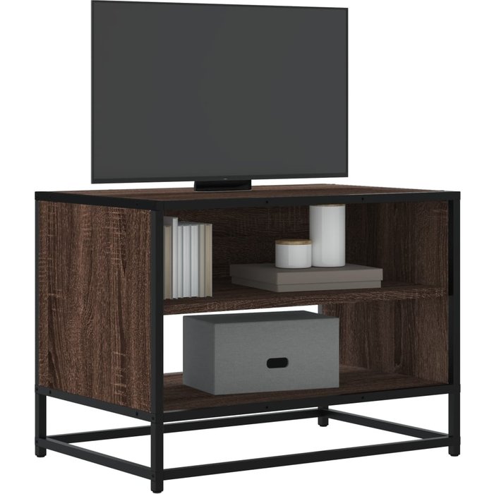 Mueble tv roble marrón 61x40x46 cm madera contrachapada y metal