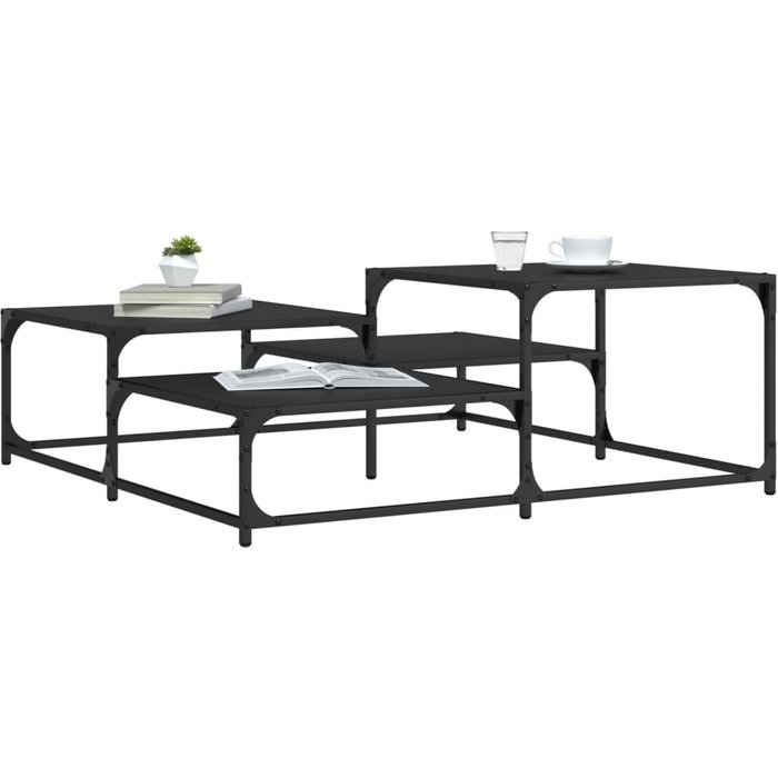 Mesa de centro negra 107x107x40 cm de madera contrachapada