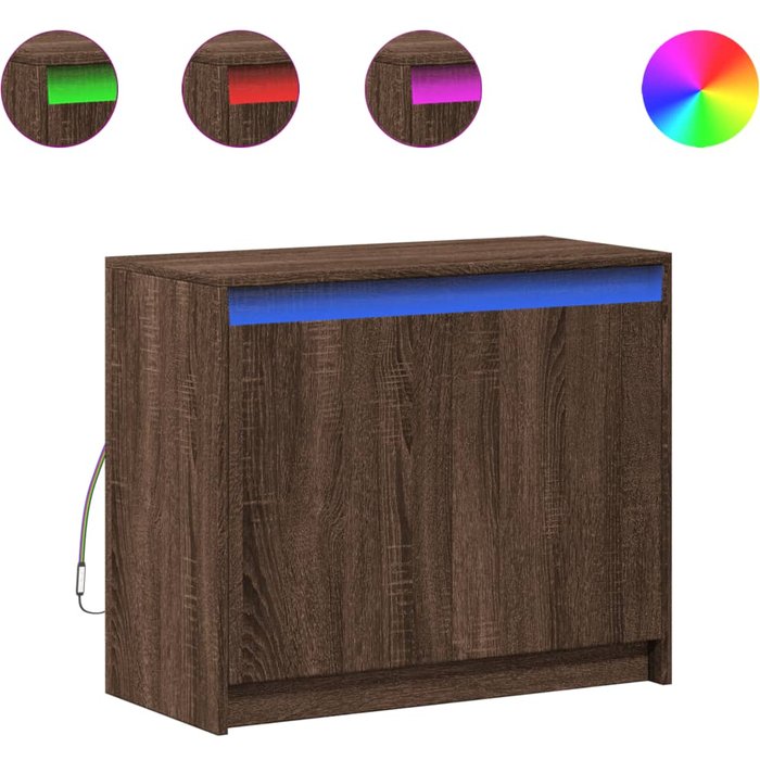 Aparador con led madera ingeniería marrón roble 72x34x61 cm - comfortxl