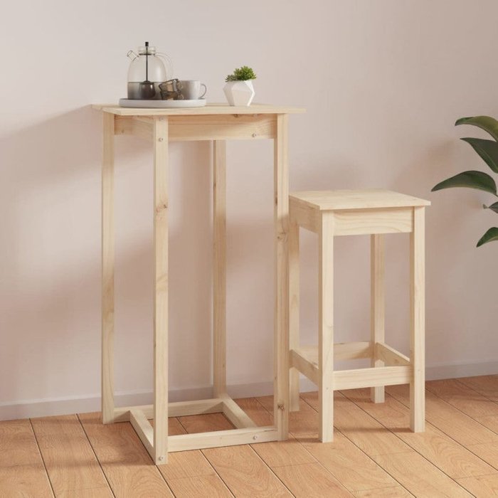 Vidaxl mesa alta de bar de madera maciza de pino 60x60x110 cm