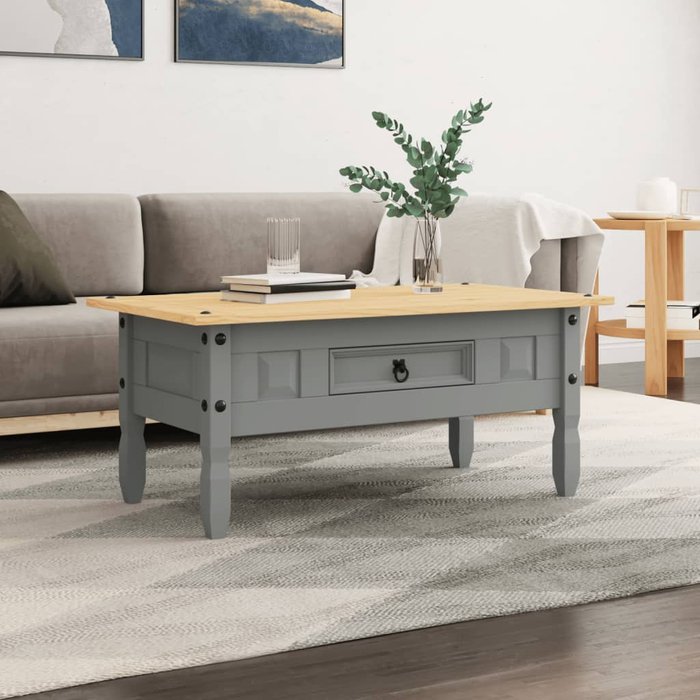 Maison exclusive - mesa de centro corona range pino mexicano gris 100x55x44 cm