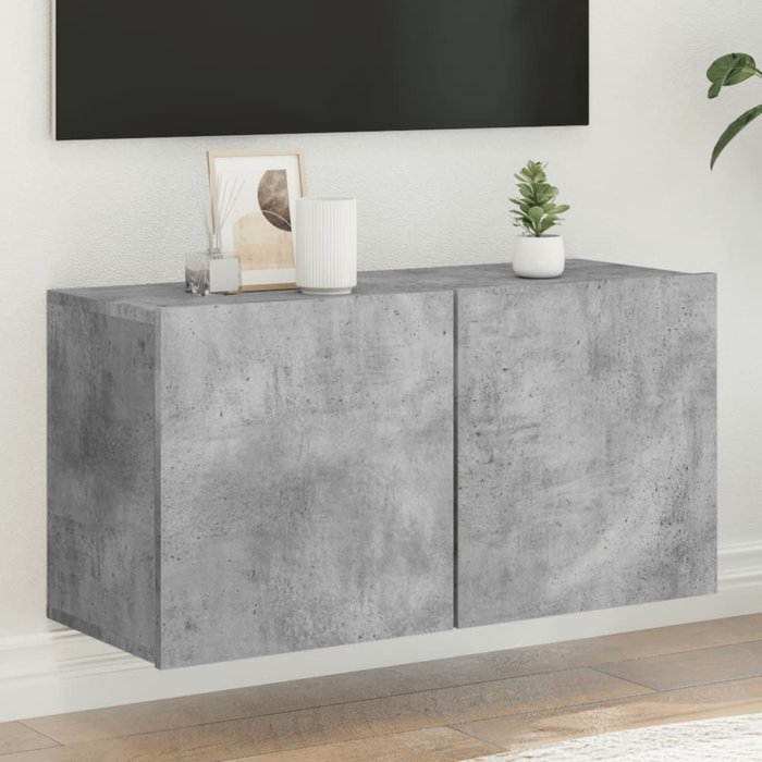 Mueble tv suspendido gris cemento 80x30x41 cm