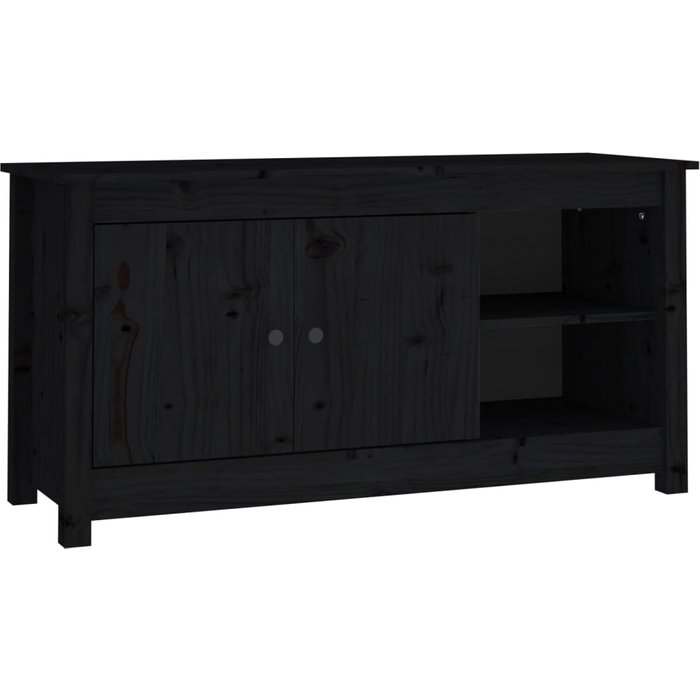 Mueble tv negro 103x36,5x52 cm madera maciza de pino