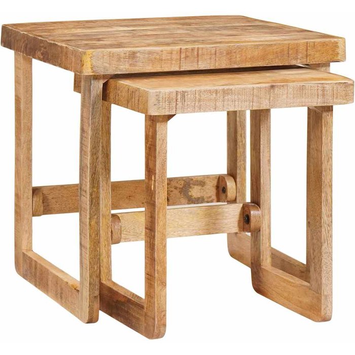 Mesas auxiliares marrón madera maciza de mango
