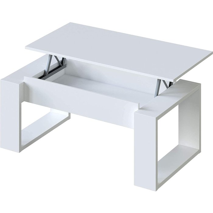 Mesa centro elevable, color blanco artik