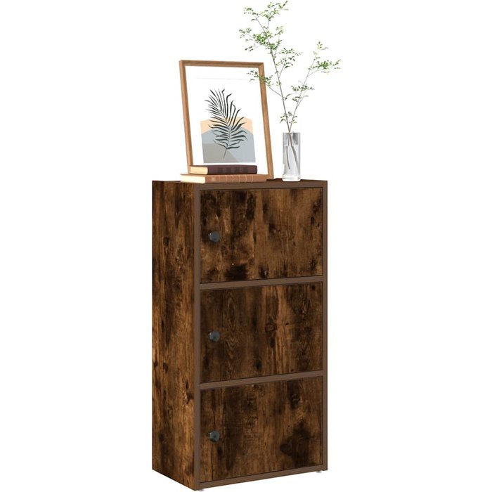 Librería de roble ahumado, 40x24x77 cm, madera de ingeniería. - pangivo