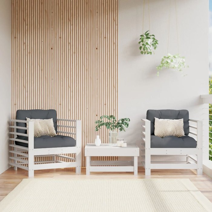 Vidaxl sillones de jardín 2 unidades madera maciza pino blanco