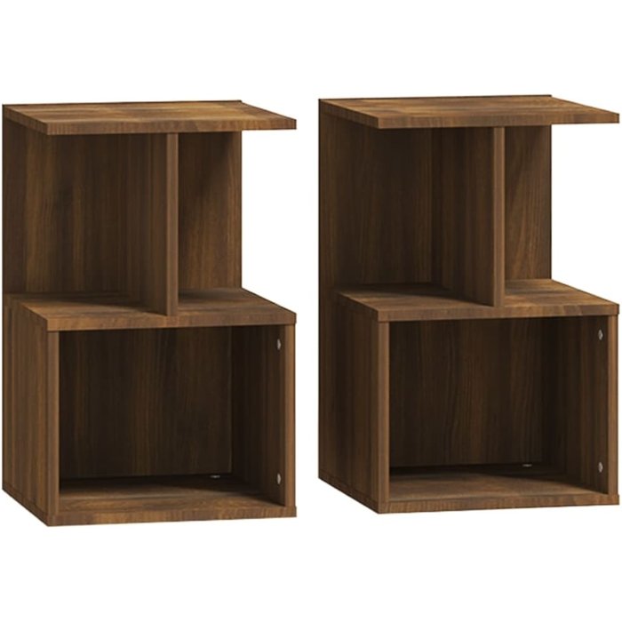 Mesitas de noche 2uds roble marrón 35x35x55cm madera contrachapada