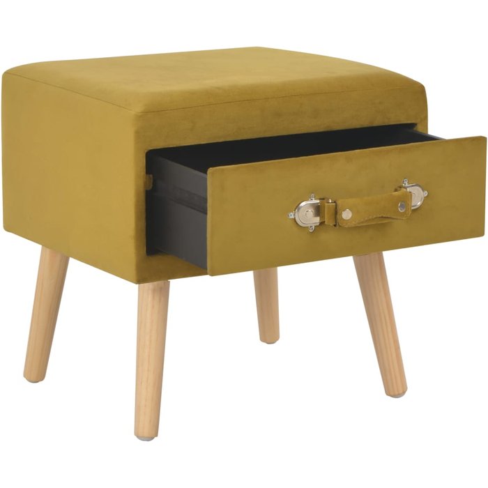 Mesita de noche color mostaza 40x35x40 cm terciopelo - comfortxl