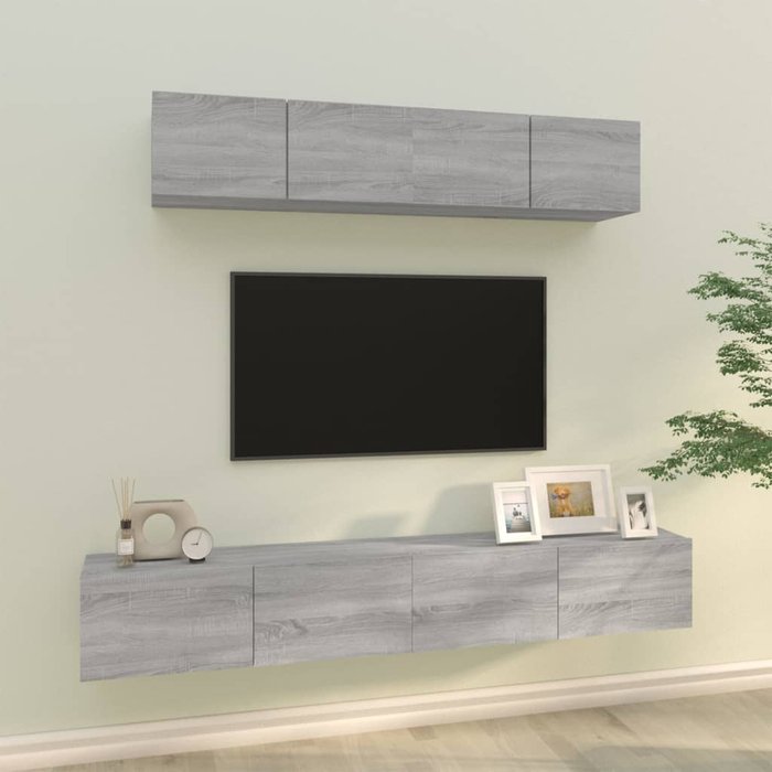 Vidaxl set de muebles para tv 4 pzas madera contrachapada gris sonoma