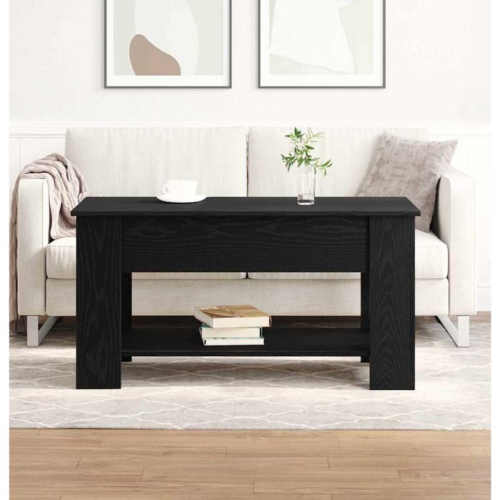 Mesa de centro, roble negro, 101 x 49 x 52 cm, madera de ingeniería.