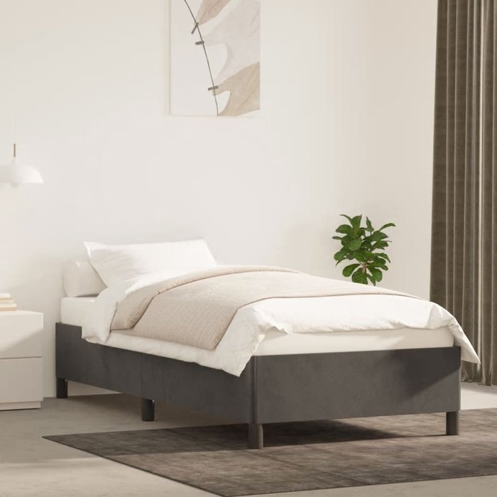 Estructura de cama sin colchón terciopelo gris oscuro 90x190 cm