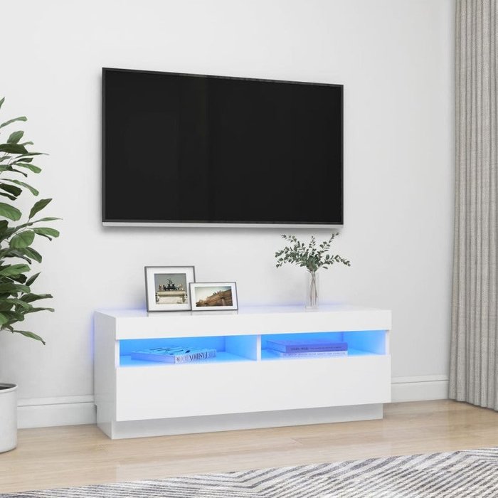 Vidaxl mueble para tv con luces led blanco 100x35x40 cm
