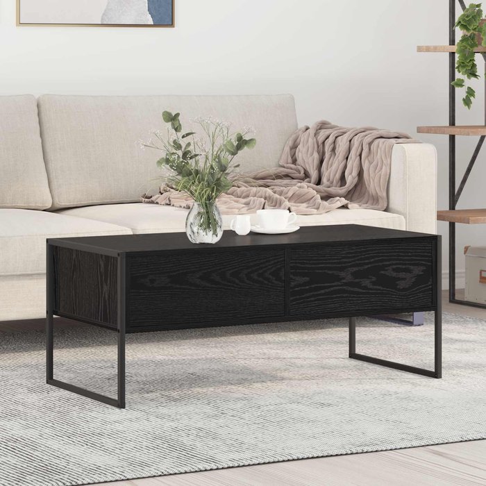 Mesa de centro, roble negro, 100 x 46 x 40 cm, madera de ingeniería.