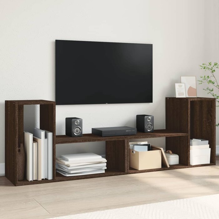 Mueble de tv de 2 piezas, roble marrón, 75x30x50 cm, madera de ingeniería