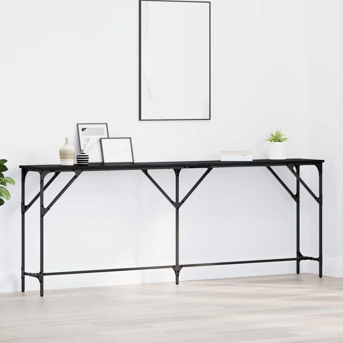 Mesa consola roble negro 200 x 29 x 75 cm