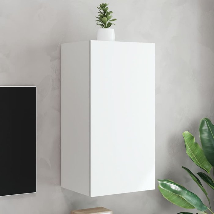 Mueble tv de pared con luces led blancas 40,5x35x80 cm