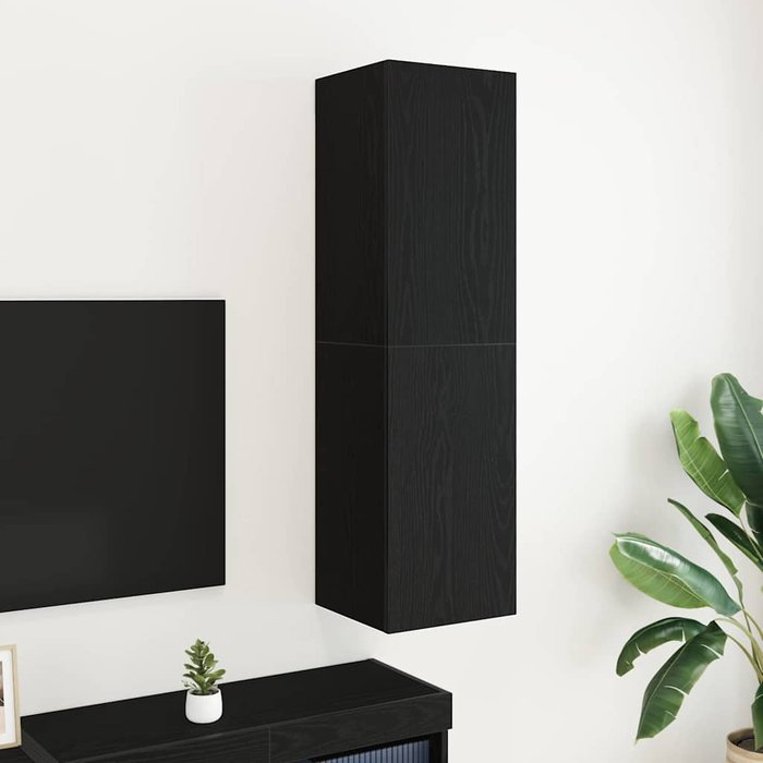 Mueble para tv de pared roble negro 30.5 x 30 x 110 cm