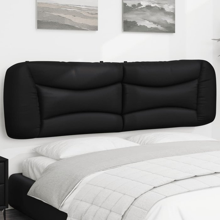 Cabecero de cama acolchado hvar cuero sintético negro 180 cm