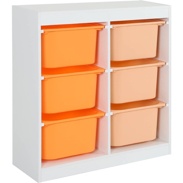 Mueble de almacenamiento infantil, 6 cajas coloridas naranja - 81.5x30x89 cm