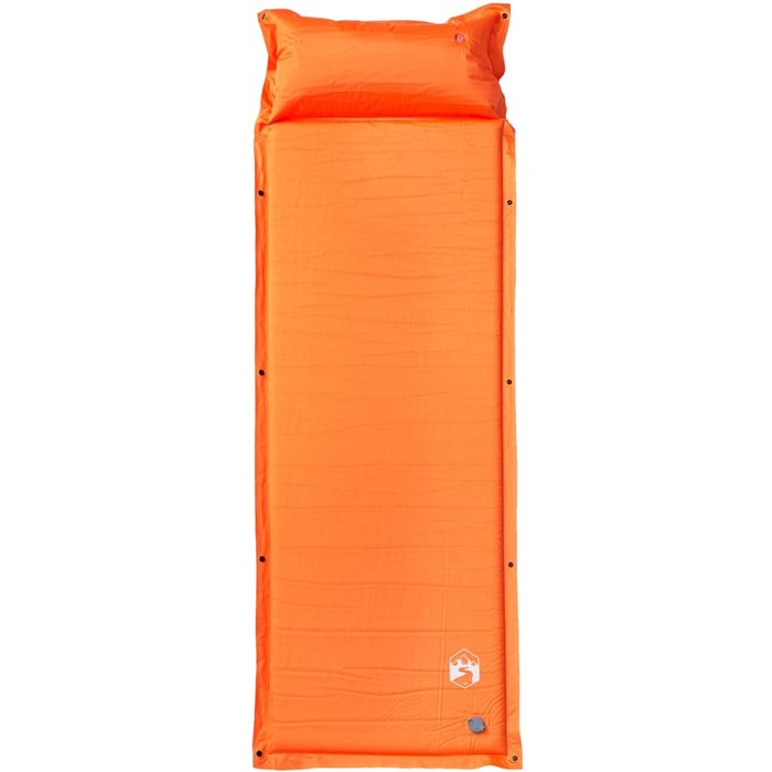 Colchón de camping autoinflable con almohada 1 persona naranja