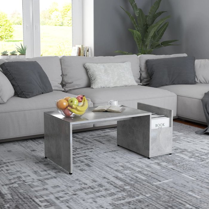 Maison exclusive - mesa de centro madera contrachapada gris hormigón 90x45x35 cm