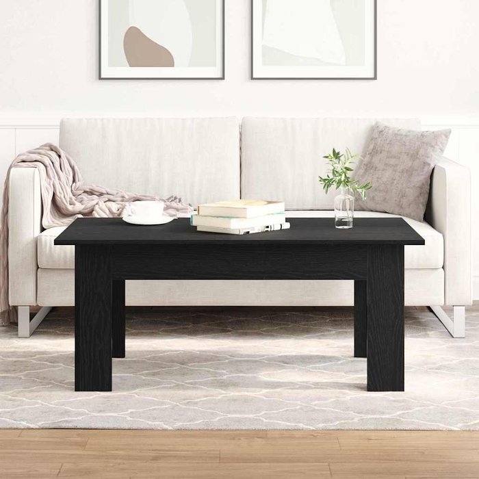 Mesa de centro, roble negro, 100 x 60 x 42 cm, madera de ingeniería.