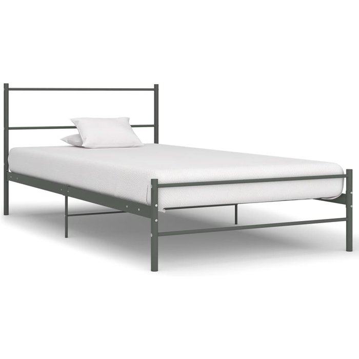 Estructura de cama de metal gris 90 x 200 cm