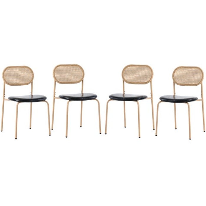 Juego de 4 sillas de comedor, silla de ocio moderna en ratán