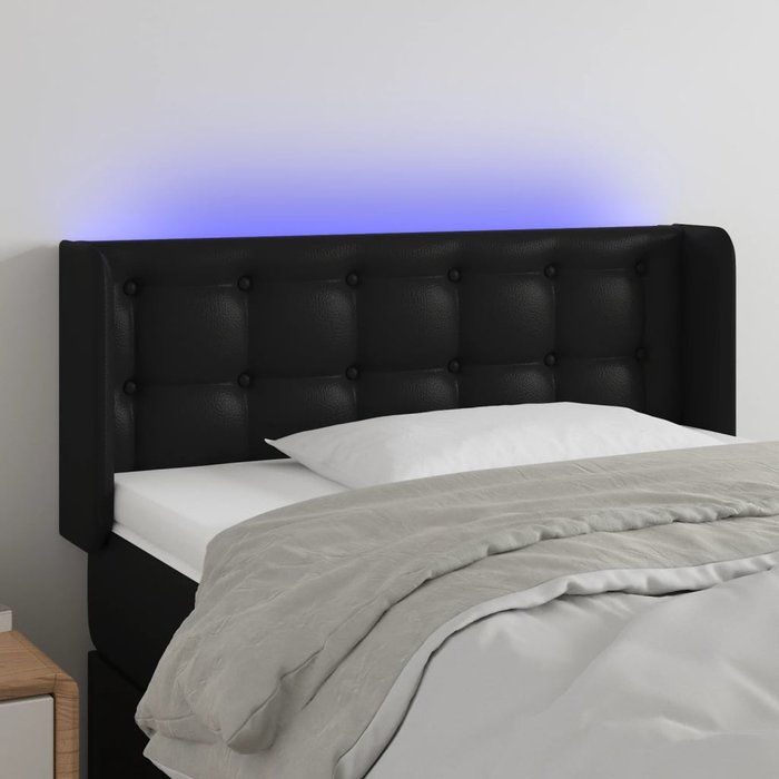 Cabecero con led cuero sintético negro 93x16x78/88 cm