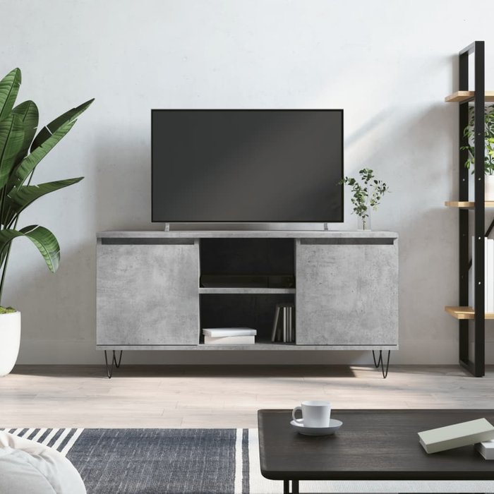 Mueble de tv de madera de ingeniería gris hormigón 104x35x50 cm