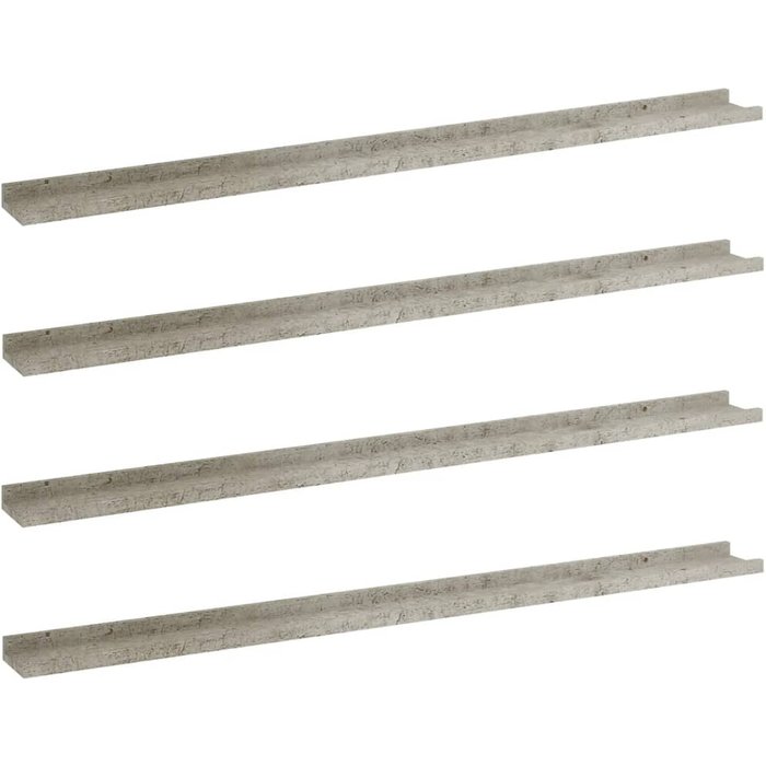 Estantes de pared 4 unidades gris hormigón 115x9x3 cm- comfortxl