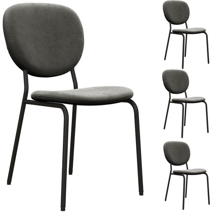 Silla terciopelo gris carbón y metal negro (x4)
