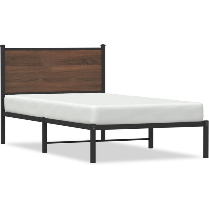 Estructura de cama de metal sin colchón roble marrón 100x190 cm