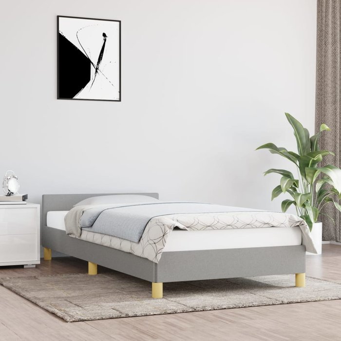 Estructura de cama con cabecero gris claro 80x200 cm tela