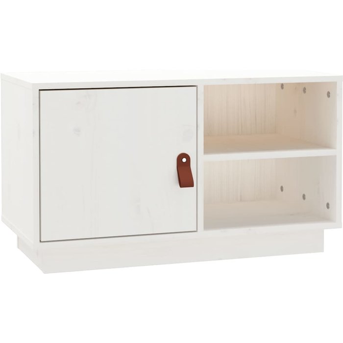 Mueble tv blanco 70x34x40 cm madera maciza de pino