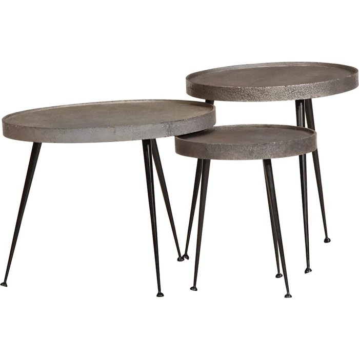 Vidaxl mesa de centro 3 uds madera contrachapada plateada