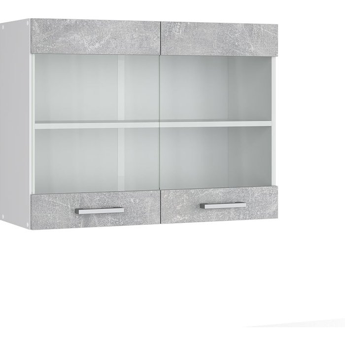 Vicco mueble alto universal r-line, hormigón, 80 cm con puertas de cristal